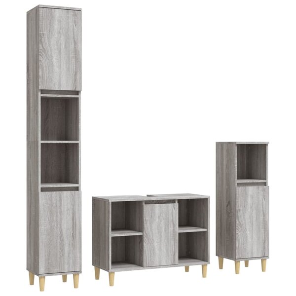 vidaXL Ensemble de meubles de salle de bain 3 Pièces Sonoma gris