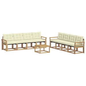 vidaXL Ensemble de canapés d'extérieur 9 Pièces Blanc et crème
