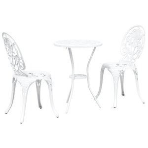 vidaXL Ensemble bistro de jardin 3 Pièces Blanc Aluminium