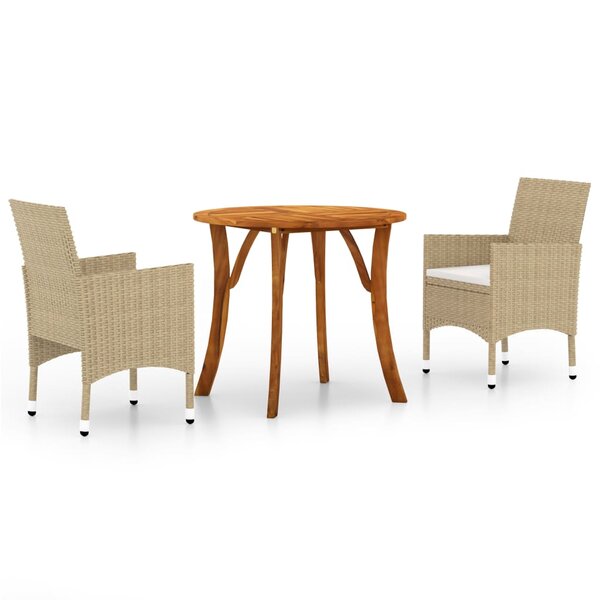 vidaXL Ensemble de salle à manger de jardin 3 Pièces Beige