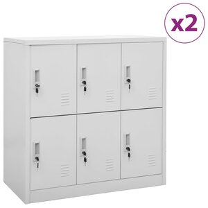 vidaXL Armoires à casiers 2 Pièces Gris clair 90x45x92 5 cm Acier