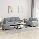 vidaXL Ensemble de canapés 3 Pièces coussins gris clair tissu