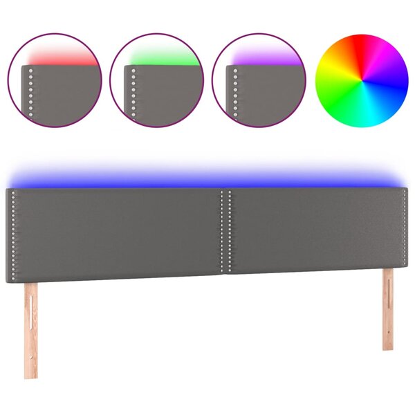 vidaXL Tête de lit à LED Gris 180x5x78/88 cm Similicuir