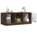 vidaXL Table basse avec portes en verre chêne marron 102x50x42 cm