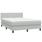 vidaXL Sommier à lattes de lit et matelas et LED gris clair 160x220cm velours