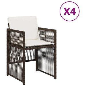 vidaXL Chaises de jardin avec coussins lot de 4 marron résine tressée