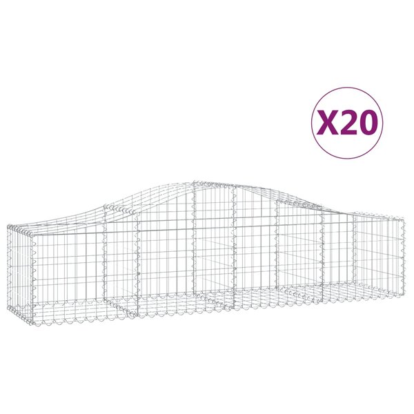 vidaXL Paniers à gabions arqués 20 Pièces 200x50x40/60 cm fer galvanisé