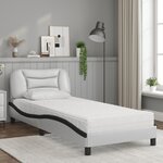 vidaXL Lit avec matelas Hvar blanc et noir 80x200 cm similicuir