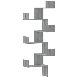 vidaXL Étagère d'angle murale sonoma gris 45x45x147cm bois ingénierie