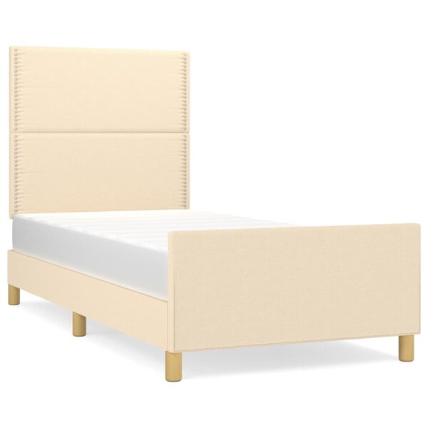 vidaXL Cadre de lit sans matelas crème 100x200 cm tissu