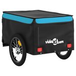 vidaXL Remorque de vélo noir et bleu 45 kg fer
