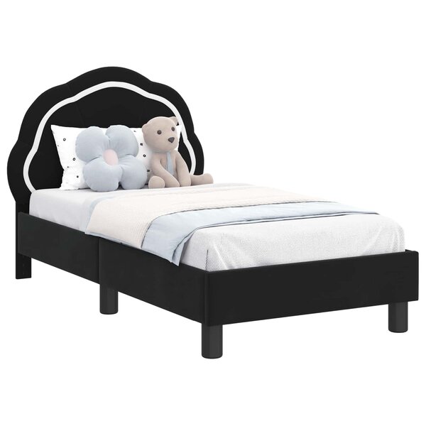 vidaXL Cadre de lit pour tout-petit avec tête de lit Noir 70 x 140 cm