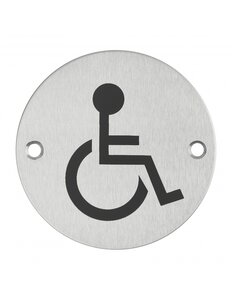 THIRARD - Disque de signalisation WC Handicapé   à visser  inox brossé  marquage noir  Ø76mm - THIRARD