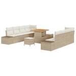 vidaXL Ensemble de canapé de jardin 11 Pièces Beige Poly rotin