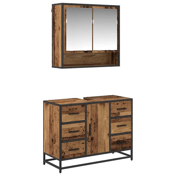 vidaXL Ensemble de mobilier de salle de bain 2 Pièces Bois ancien