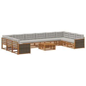 vidaXL Ensembles de canapés avec coussin 11 Pièces Bois d'Acacia Massif