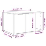 vidaXL Bac à litière pour chat Chêne noir 80 x 50 x 45 cm Bois d'ingénierie