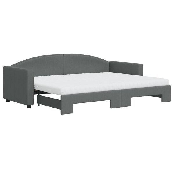 vidaXL Lit de jour avec gigogne et matelas gris foncé 80x200 cm tissu