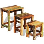 vidaXL Table gigogne 3 Pièces vintage Bois de récupération