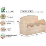 Banc coffre de rangement en pin brut 78 litres