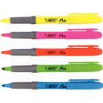 Pochette de 5 Surligneurs HIGHLIGHTER GRIP Pte Biseau Moy J/R/V/B/O BIC