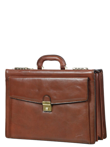 Serviette Specialist en cuir - KATANA - fermeture sécurisée -  44 cm - 3 soufflets - 68143-Marron