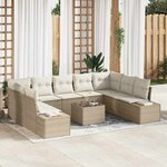 vidaXL Ensemble de canapé de jardin avec coussin 10 Pièces beige et crème