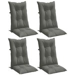 vidaXL Coussins de chaise à dossier haut lot de 4 gris foncé mélangé