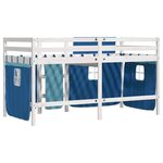 vidaXL Lit mezzanine enfants avec rideaux sans matelas bleu 90x190 cm