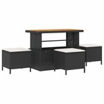 vidaXL Ensemble de canapé de jardin avec coussin 14 Pièces Noir  Crème