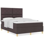 vidaXL Lit à ressorts avec matelas Marron foncé 140 x 200 cm tissu