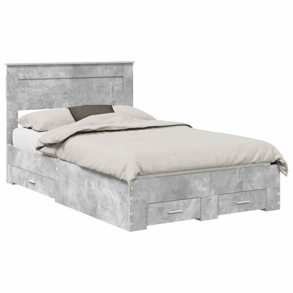 vidaXL Cadre de lit Gris béton 120 x 200 cm Bois d'ingénierie