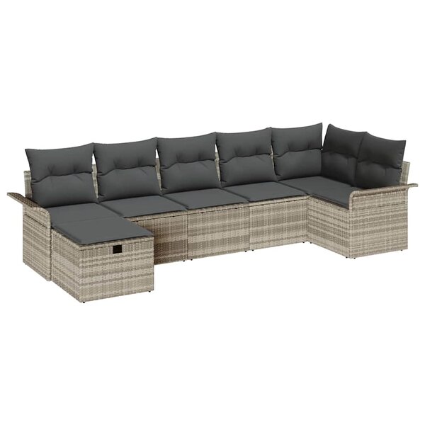 vidaXL Ensemble de canapé de jardin avec coussin 7 Pièces Gris clair