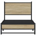vidaXL Cadre de lit en métal sans matelas chêne sonoma 75x190 cm