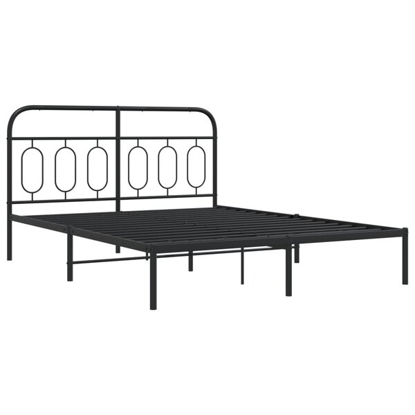 vidaXL Cadre de lit métal avec tête de lit noir 150x200 cm