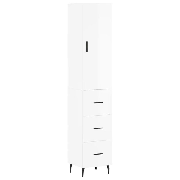 vidaXL Buffet haut Blanc brillant 34 5x34x180 cm Bois d'ingénierie