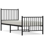 vidaXL Cadre de lit métal sans matelas avec pied de lit noir 80x200 cm