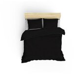Parure de lit - housse de couette 220 x 240 + 2 taies d'oreiller 60 x 60 - Satiné coton - Noir