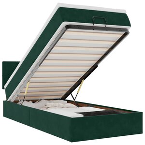 vidaXL Cadre de lit ottoman avec matelas vert foncé 90x190 cm velours