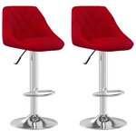 vidaXL Tabourets de bar lot de 2 rouge bordeaux velours