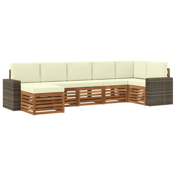 vidaXL Ensemble de canapés d'extérieur 7 pc Naturel et Crème