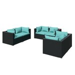 vidaXL Salon de jardin 6 Pièces avec coussins Résine tressée Noir