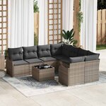 vidaXL Ensemble de canapé de jardin 9 Pièces Gris 55 x 55 x 37 cm