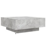 vidaXL Table basse avec lumières LED gris béton 80x80x31 cm