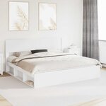 vidaXL Cadre de lit avec rangement et tête de lit Blanc 200 x 200 cm