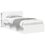 vidaXL Cadre de lit avec rangement Blanc 90 x 200 cm Bois d'ingénierie