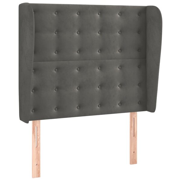 vidaXL Tête de lit avec oreilles Gris foncé 93x23x118/128 cm Velours