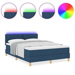 vidaXL Lit à ressorts avec matelas Bleu 140 x 190 cm tissu