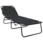 vidaXL Chaise longue pliante 2 Pièces Noir 56 x 189 x 87 cm tissu