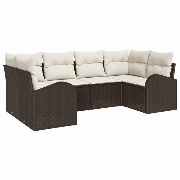 vidaXL Ensemble de canapé de jardin 6 Pièces Marron Poly rotin